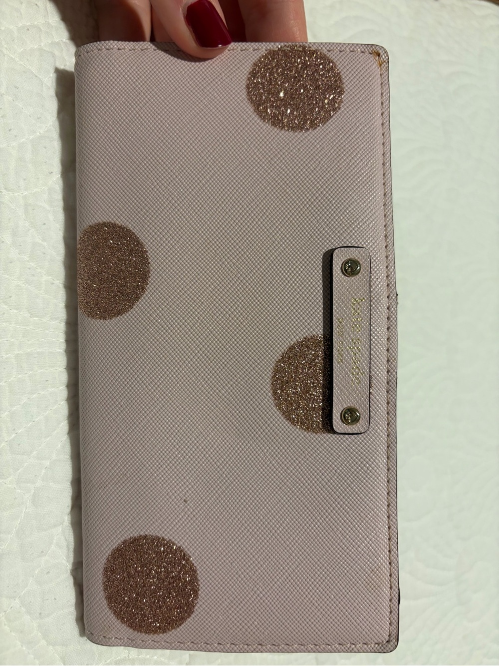 kate spade Pink Saffiano Leather Long Bifold Card Holder